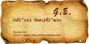 Gácsi Benjámin névjegykártya